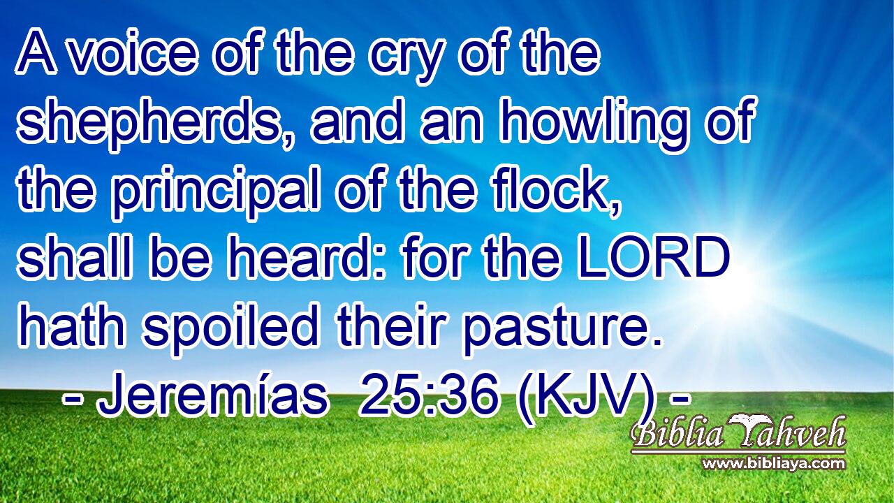 A voice of the cry of the shepherds, and an howling of the principal of the flock, shall be heard: for the LORD hath spoiled their pasture.