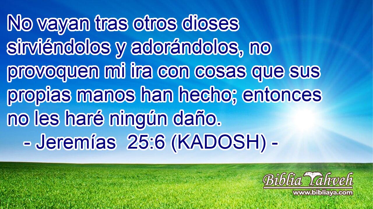 No vayan tras otros dioses sirviéndolos y adorándolos, no provoquen mi ira con cosas que sus propias manos han hecho; entonces no les haré ningún daño. 