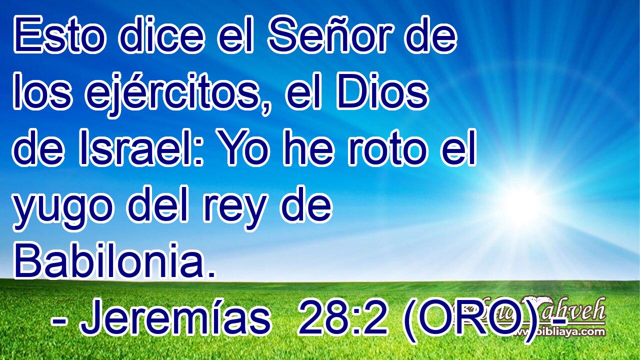  Esto dice el Señor de los ejércitos, el Dios de Israel: Yo he roto el yugo del rey de Babilonia. 