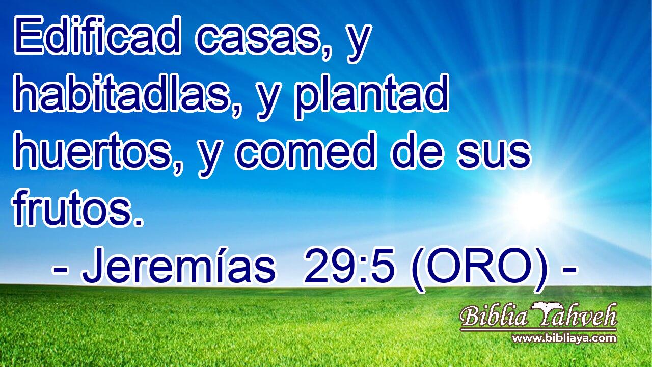  Edificad casas, y habitadlas, y plantad huertos, y comed de sus frutos. 