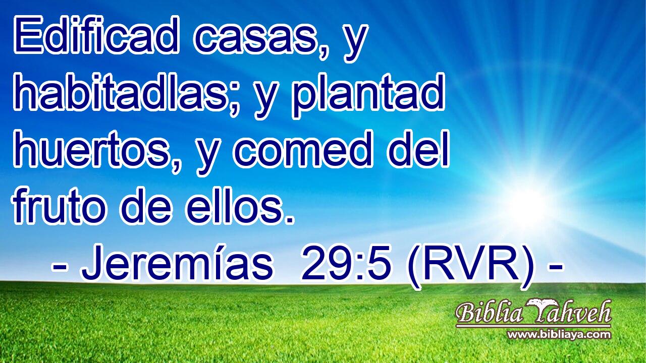 Edificad casas, y habitadlas; y plantad huertos, y comed del fruto de ellos.