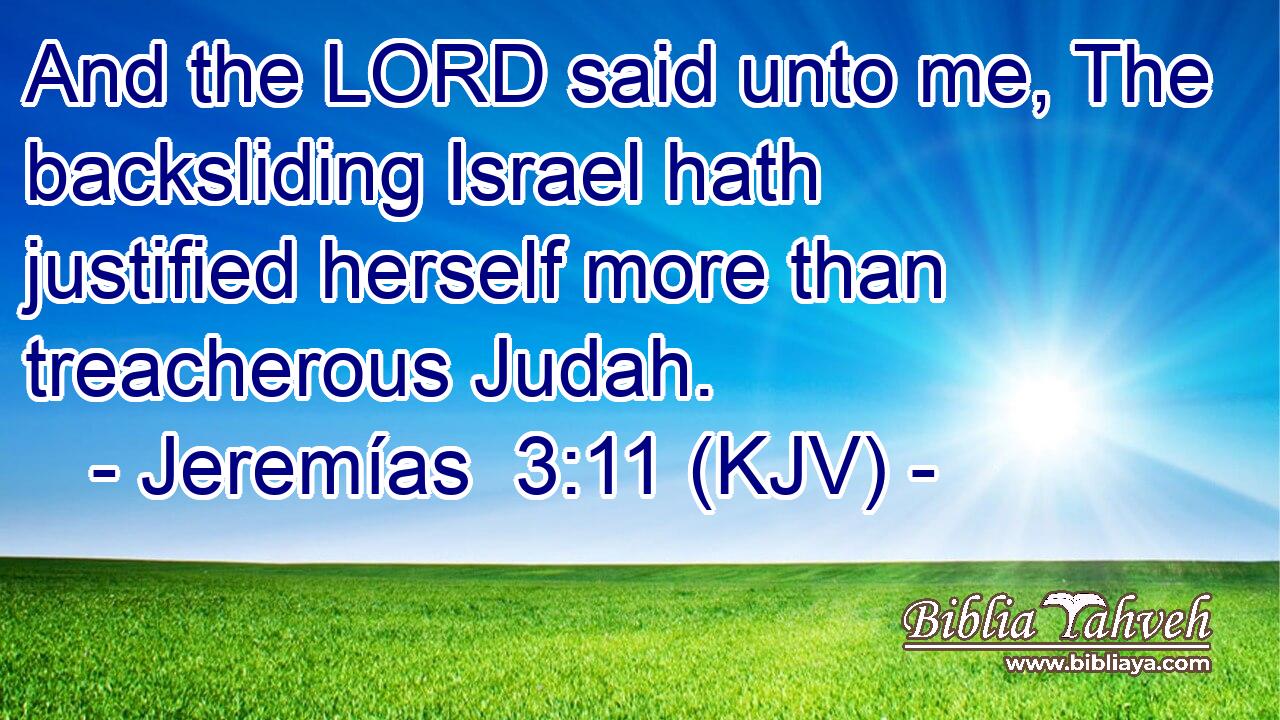 And the LORD said unto me, The backsliding Israel hath justified herself more than treacherous Judah.