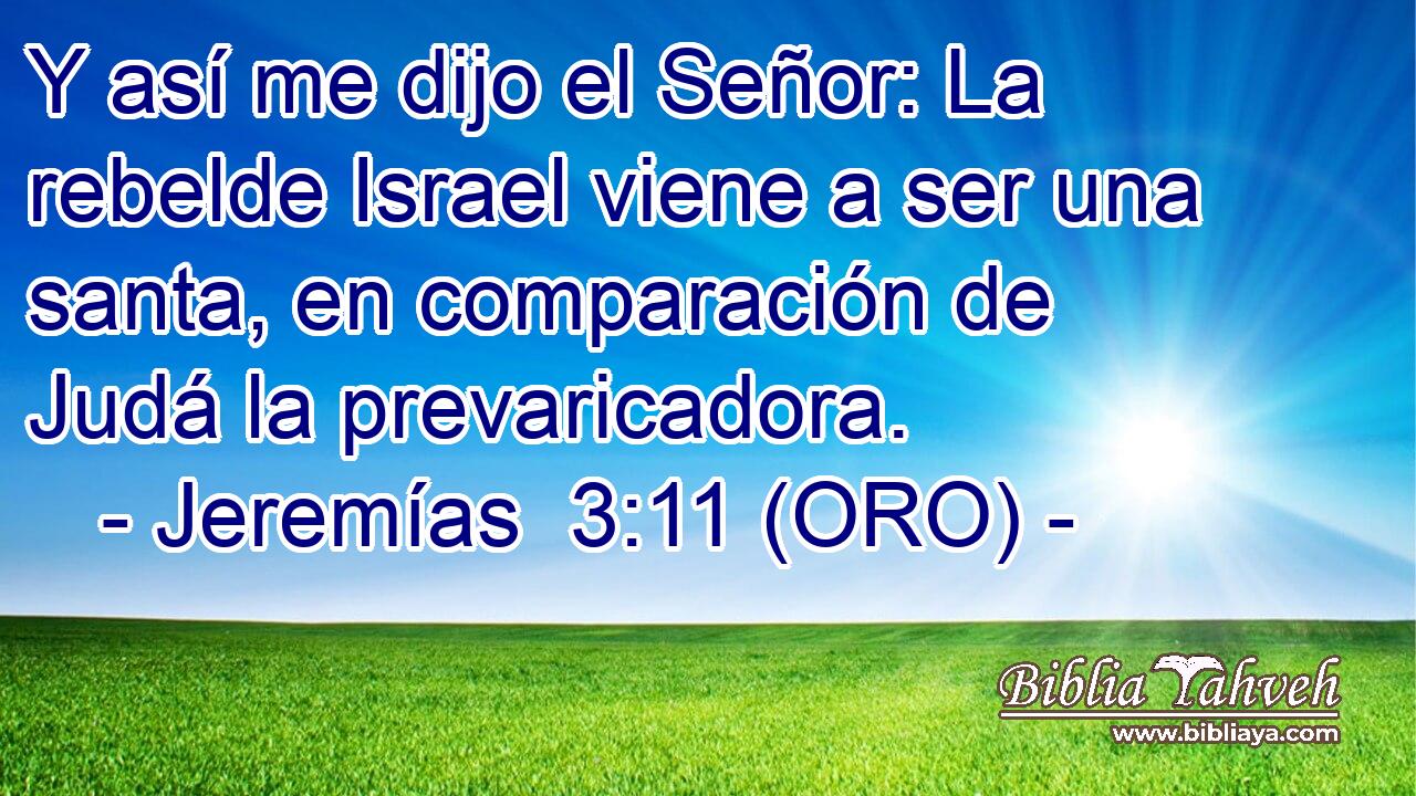  Y así me dijo el Señor: La rebelde Israel viene a ser una santa, en comparación de Judá la prevaricadora. 