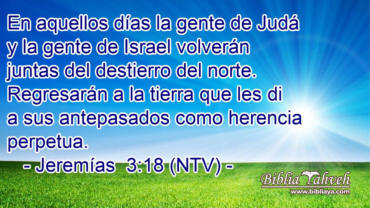 En aquellos días la gente de Judá y la gente de Israel volverán juntas del destierro del norte. Regresarán a la tierra que les di a sus antepasados como herencia perpetua.