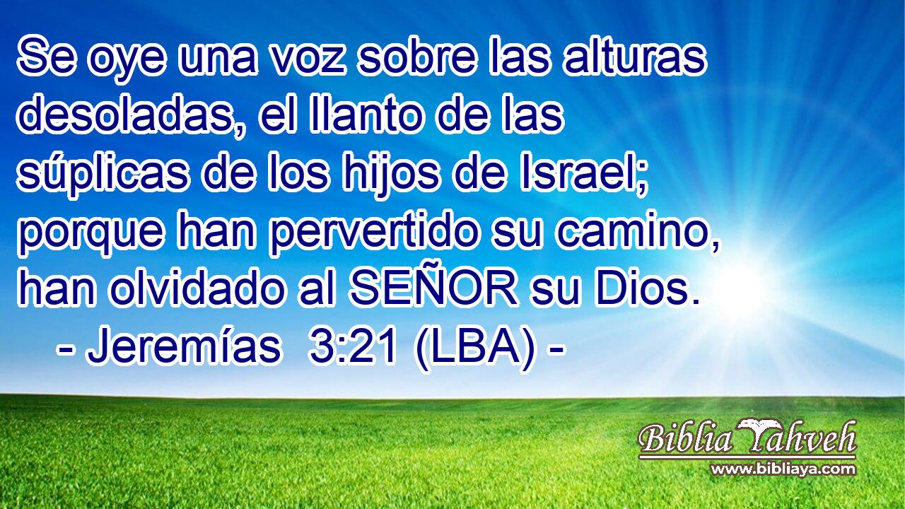Se oye una voz sobre las alturas desoladas, el llanto de las súplicas de los hijos de Israel; porque han pervertido su camino, han olvidado al SEÑOR su Dios.
