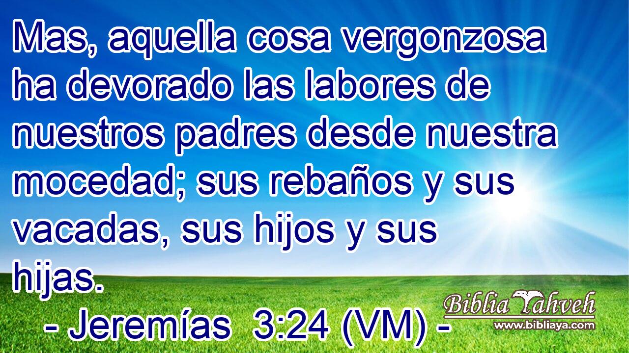  Mas, aquella cosa vergonzosa ha devorado las labores de nuestros padres desde nuestra mocedad; sus rebaños y sus vacadas, sus hijos y sus hijas. 