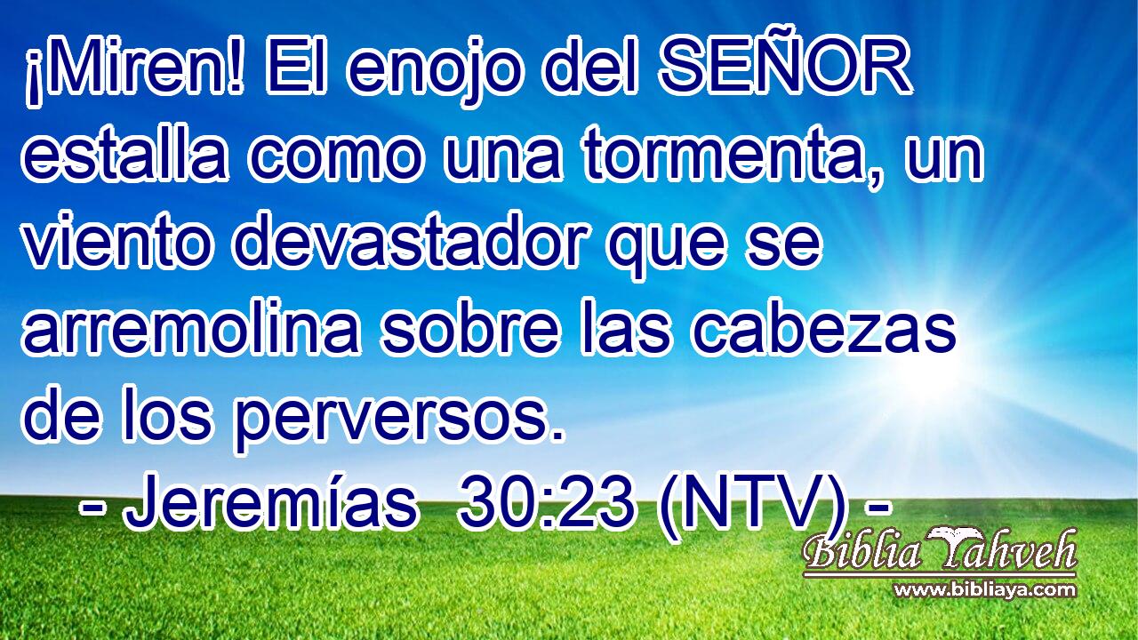 ¡Miren! El enojo del SEÑOR estalla como una tormenta, un viento devastador que se arremolina sobre las cabezas de los perversos.