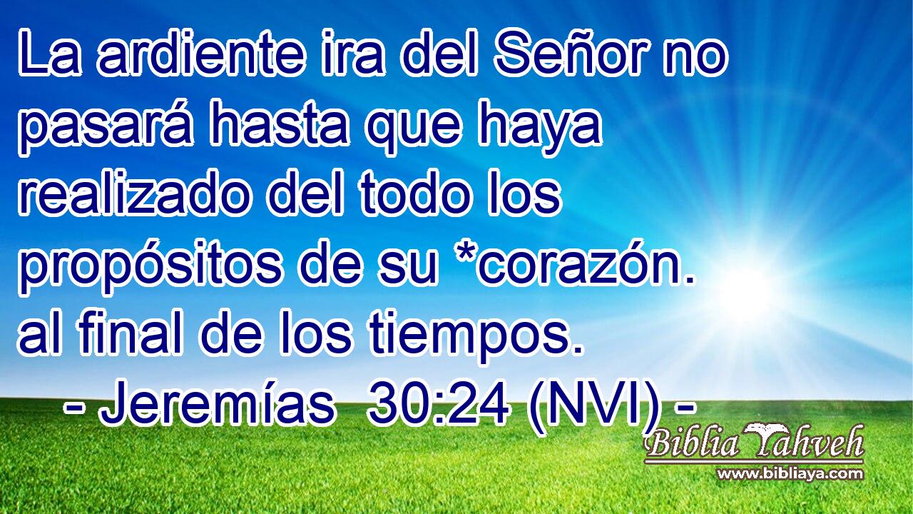  La ardiente ira del Señor no pasará hasta que haya realizado del todo los propósitos de su *corazón. al final de los tiempos. 