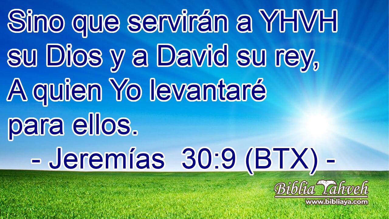 Sino que servirán a YHVH su Dios y a David su rey, A quien Yo levantaré para ellos.