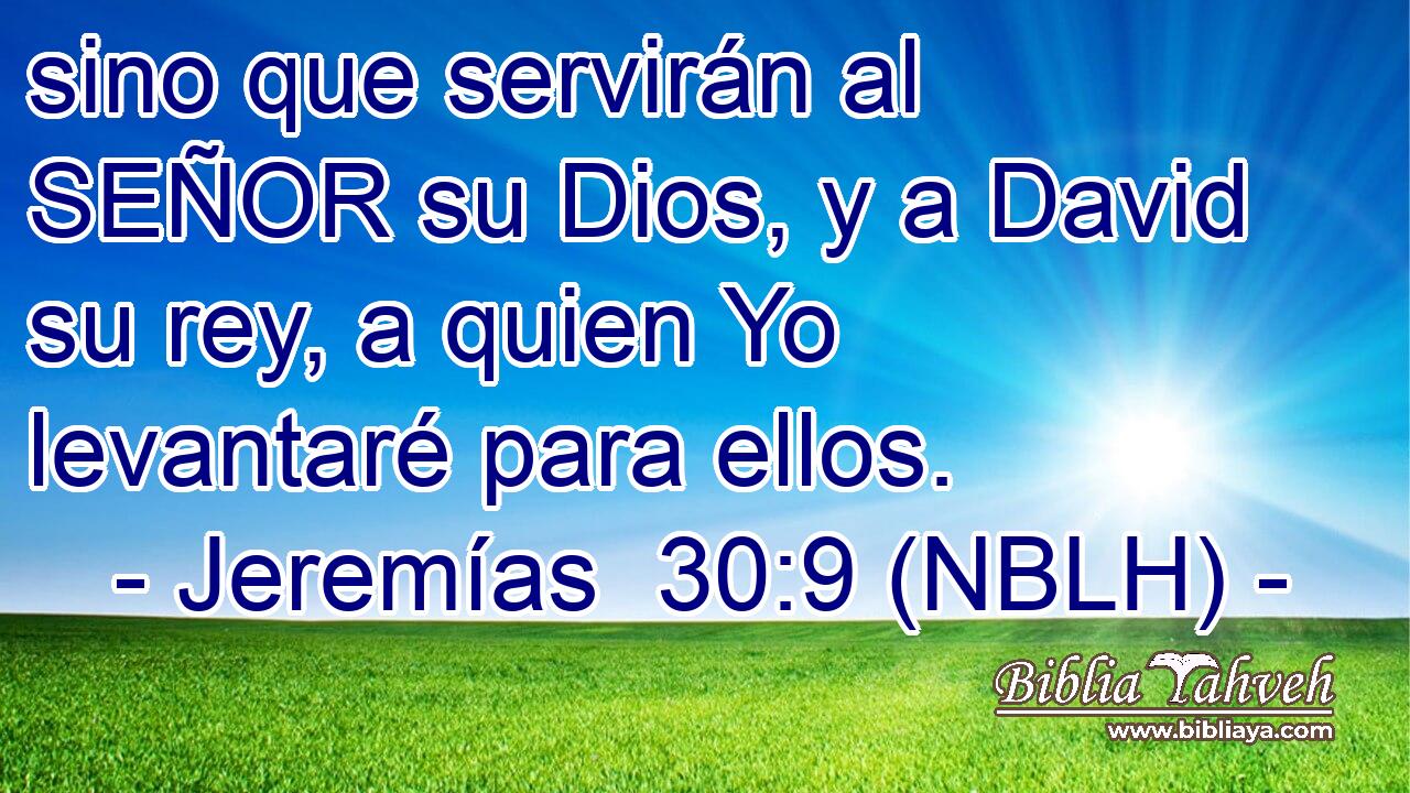  sino que servirán al SEÑOR su Dios, y a David su rey, a quien Yo levantaré para ellos. 