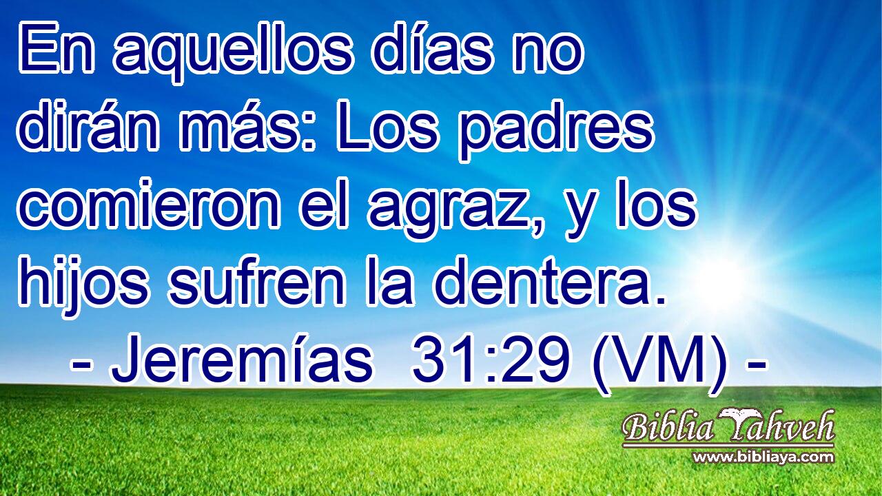  En aquellos días no dirán más: Los padres comieron el agraz, y los hijos sufren la dentera. 