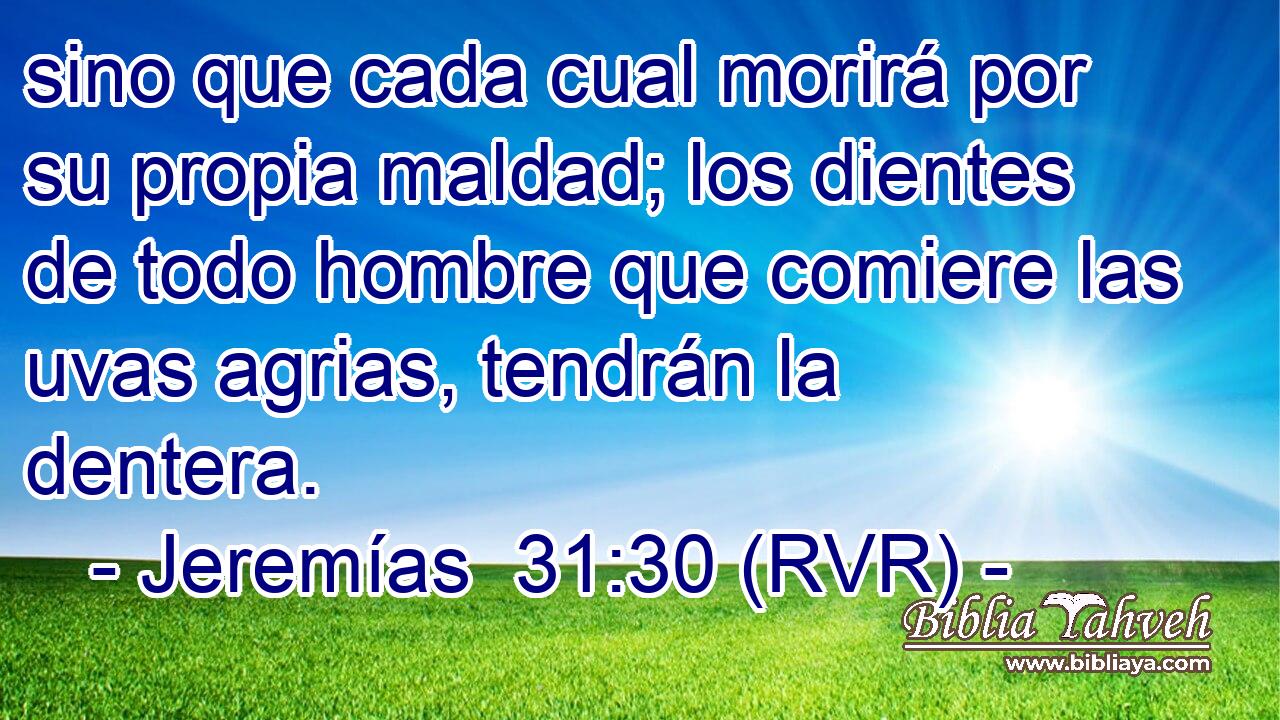 sino que cada cual morirá por su propia maldad; los dientes de todo hombre que comiere las uvas agrias, tendrán la dentera.
