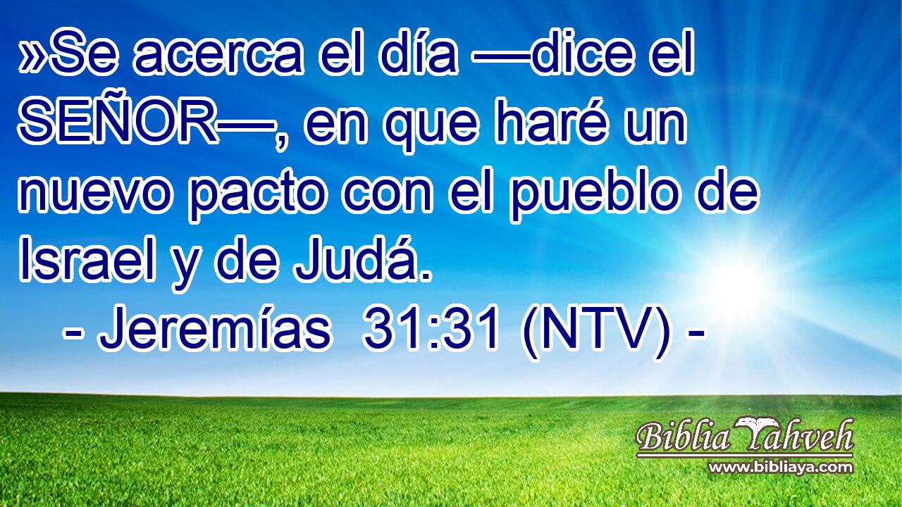 »Se acerca el día —dice el SEÑOR—, en que haré un nuevo pacto con el pueblo de Israel y de Judá.