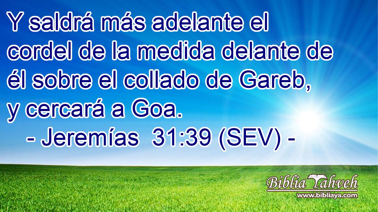 Y saldrá más adelante el cordel de la medida delante de él sobre el collado de Gareb, y cercará a Goa.