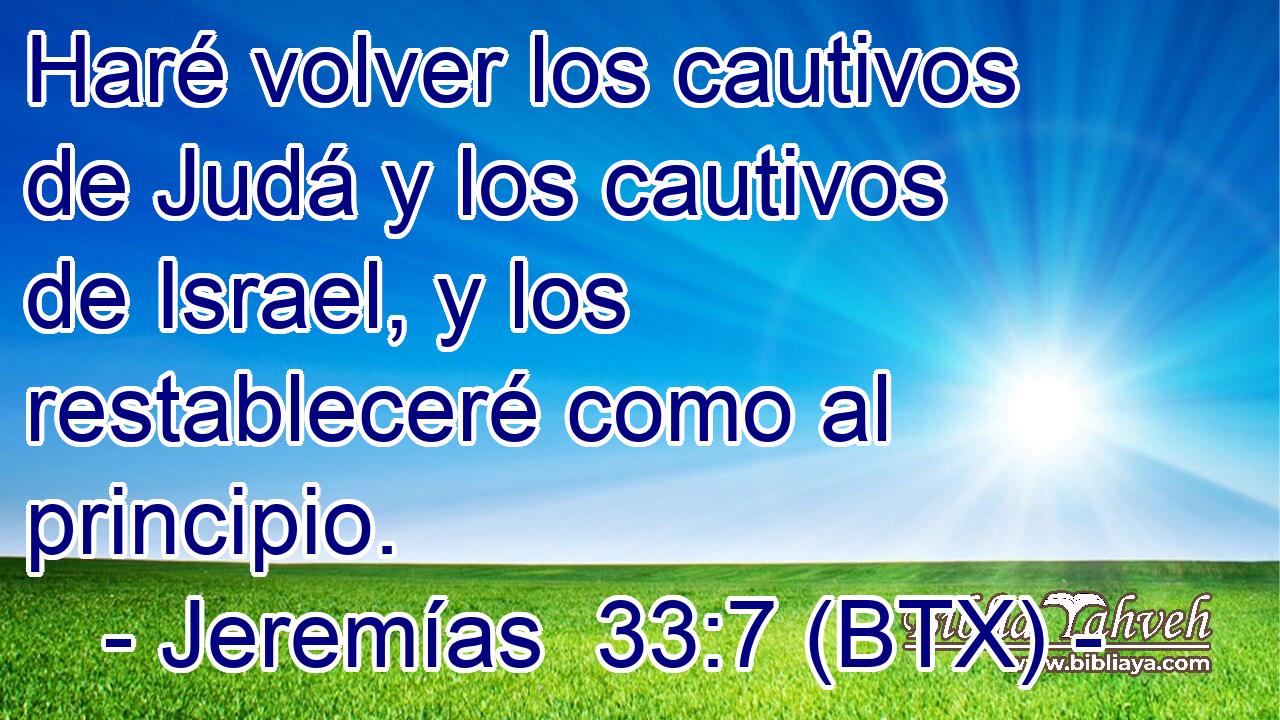 Haré volver los cautivos de Judá y los cautivos de Israel, y los restableceré como al principio.