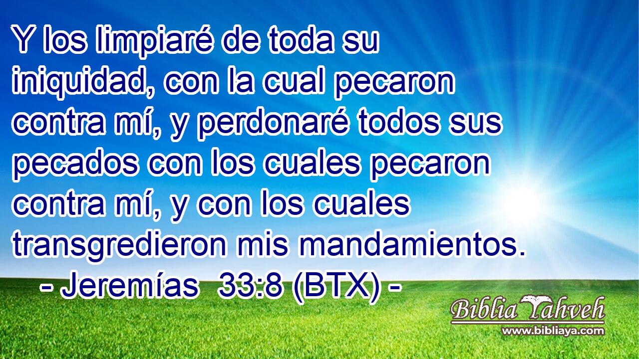 Y los limpiaré de toda su iniquidad, con la cual pecaron contra mí, y perdonaré todos sus pecados con los cuales pecaron contra mí, y con los cuales transgredieron mis mandamientos.
