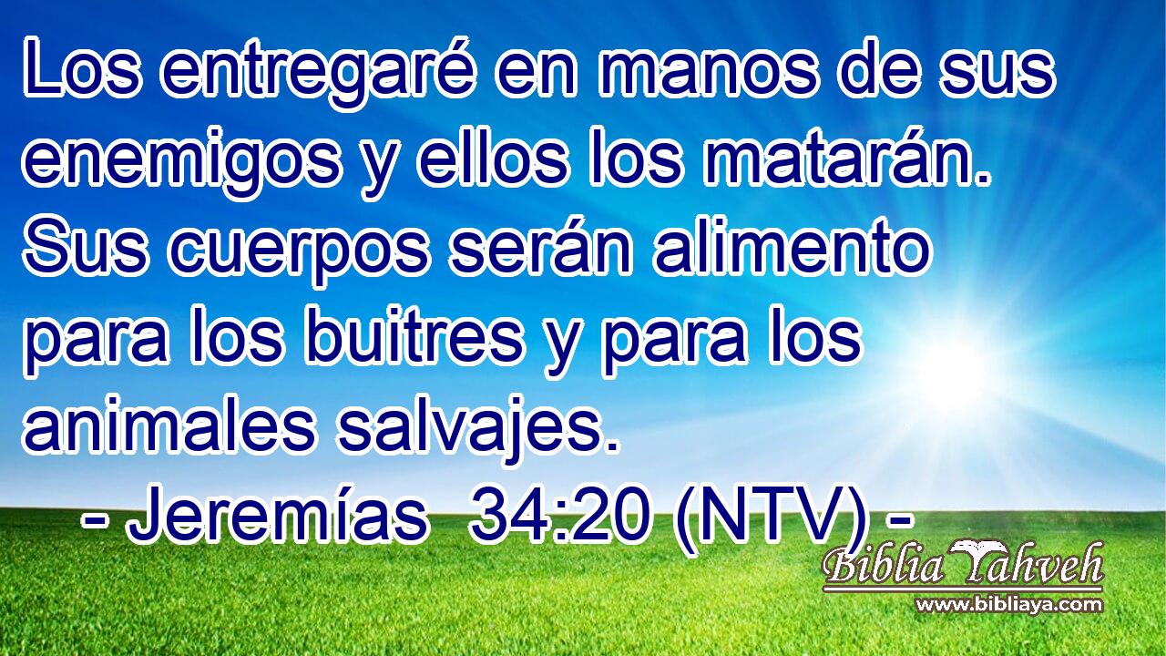 Los entregaré en manos de sus enemigos y ellos los matarán. Sus cuerpos serán alimento para los buitres y para los animales salvajes.
