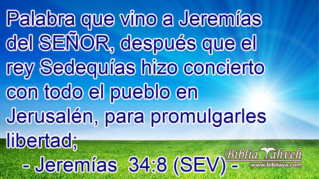 Palabra que vino a Jeremías del SEÑOR, después que el rey Sedequías hizo concierto con todo el pueblo en Jerusalén, para promulgarles libertad;