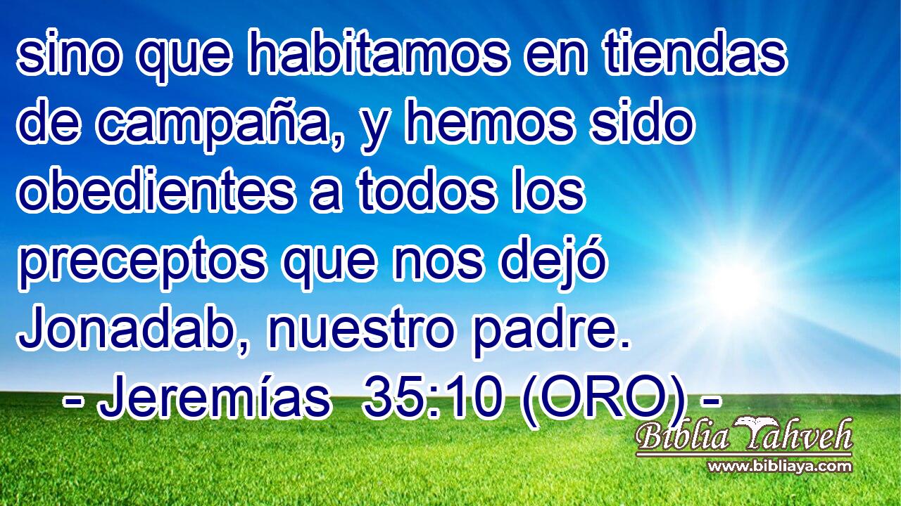  sino que habitamos en tiendas de campaña, y hemos sido obedientes a todos los preceptos que nos dejó Jonadab, nuestro padre. 