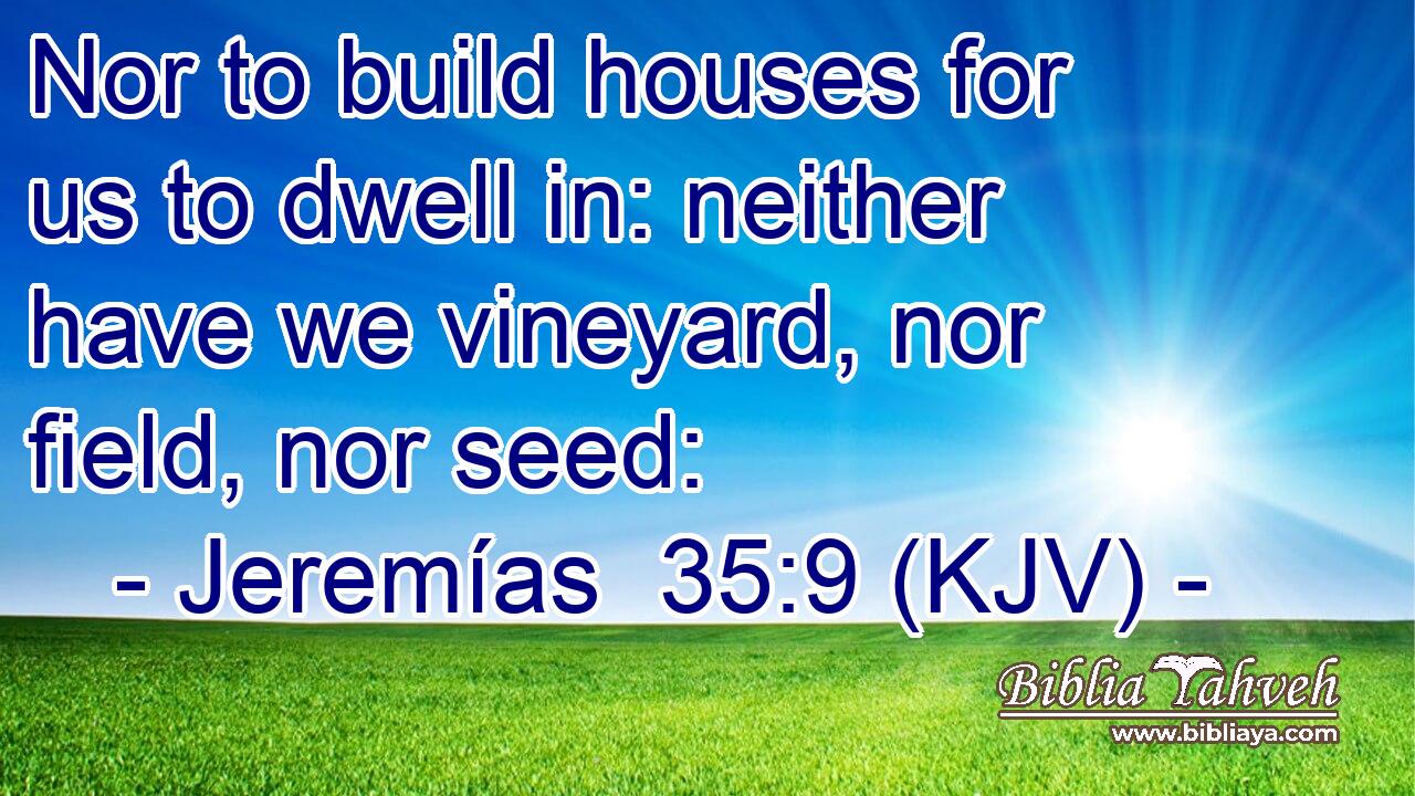 Nor to build houses for us to dwell in: neither have we vineyard, nor field, nor seed: