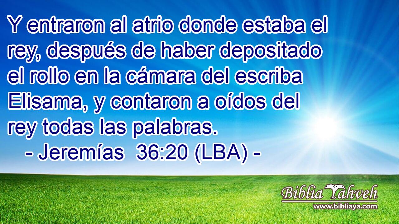 Y entraron al atrio donde estaba el rey, después de haber depositado el rollo en la cámara del escriba Elisama, y contaron a oídos del rey todas las palabras.