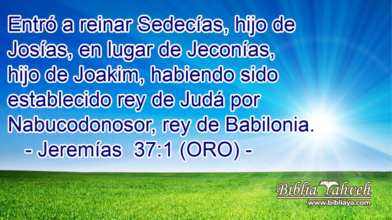  Entró a reinar Sedecías, hijo de Josías, en lugar de Jeconías, hijo de Joakim, habiendo sido establecido rey de Judá por Nabucodonosor, rey de Babilonia. 