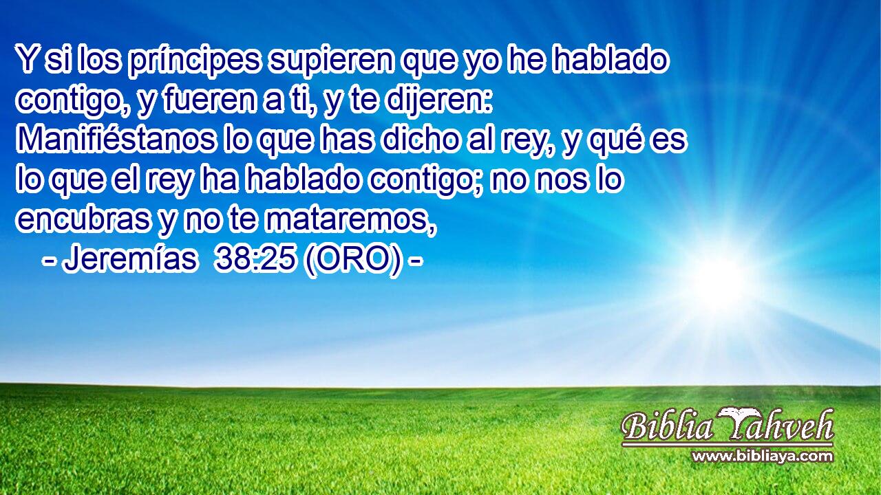 Y si los príncipes supieren que yo he hablado contigo, y fueren a ti, y te dijeren: Manifiéstanos lo que has dicho al rey, y qué es lo que el rey ha hablado contigo; no nos lo encubras y no te mataremos, 