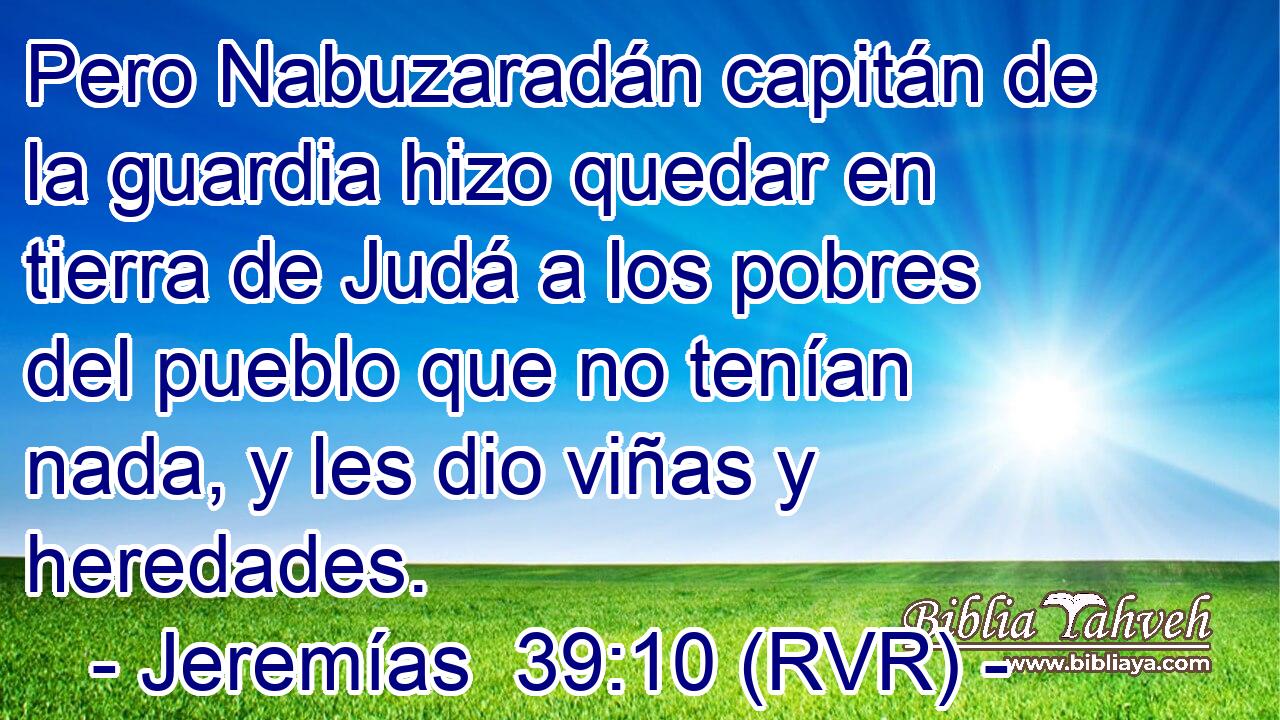 Pero Nabuzaradán capitán de la guardia hizo quedar en tierra de Judá a los pobres del pueblo que no tenían nada, y les dio viñas y heredades.
