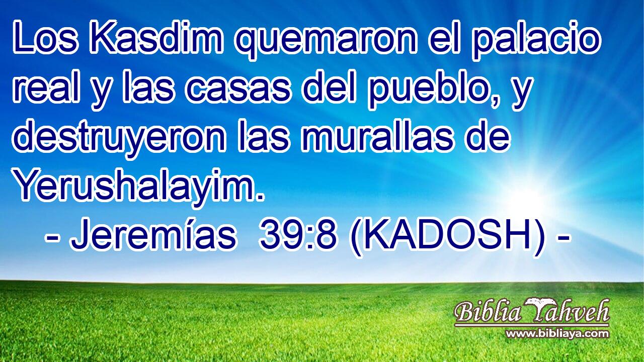  Los Kasdim quemaron el palacio real y las casas del pueblo, y destruyeron las murallas de Yerushalayim. 