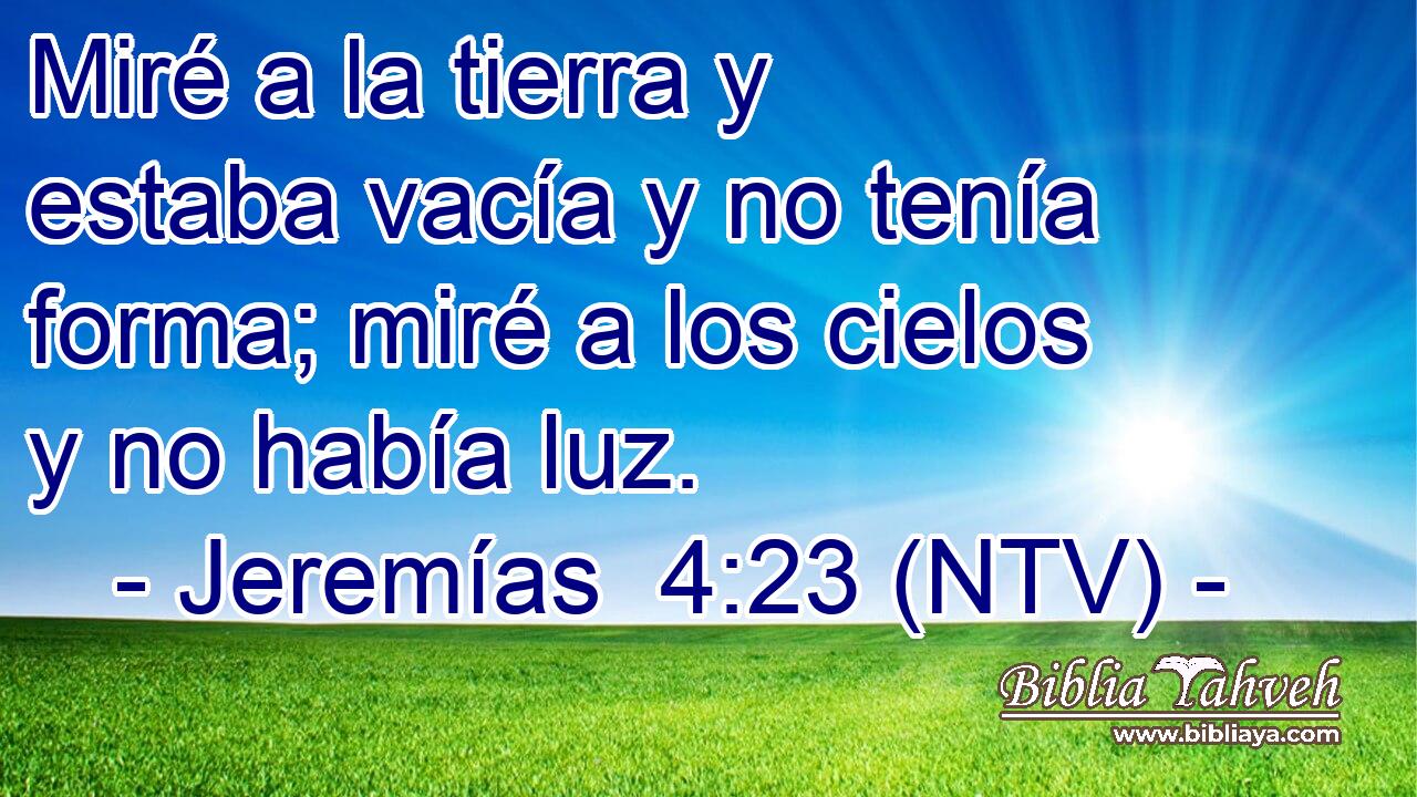 Miré a la tierra y estaba vacía y no tenía forma; miré a los cielos y no había luz.