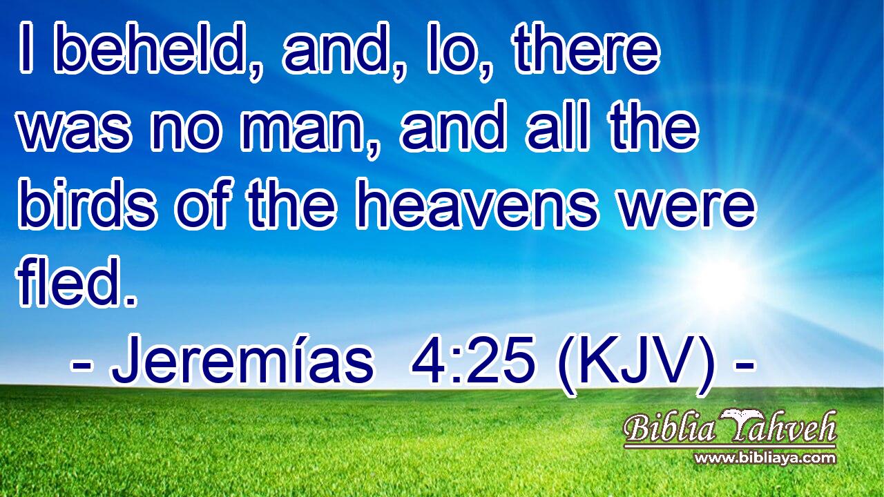 I beheld, and, lo, there was no man, and all the birds of the heavens were fled.