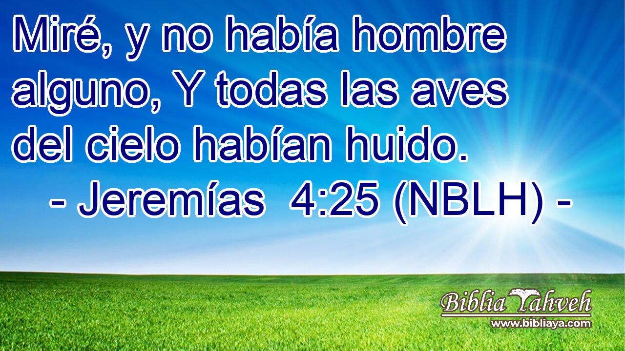  Miré, y no había hombre alguno, Y todas las aves del cielo habían huido. 