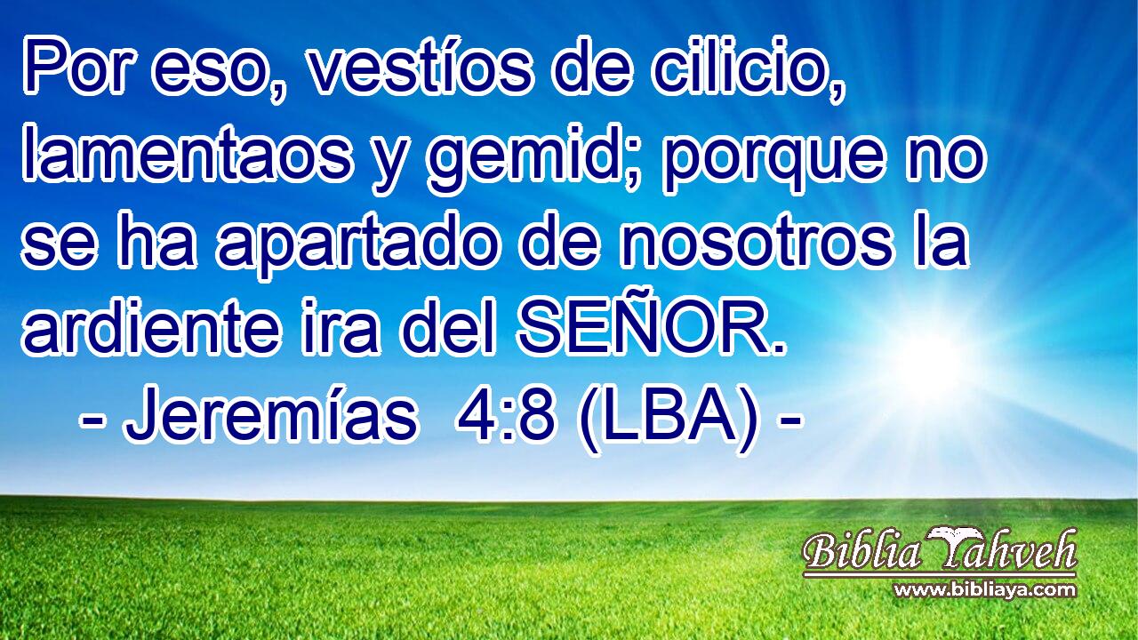 Por eso, vestíos de cilicio, lamentaos y gemid; porque no se ha apartado de nosotros la ardiente ira del SEÑOR.