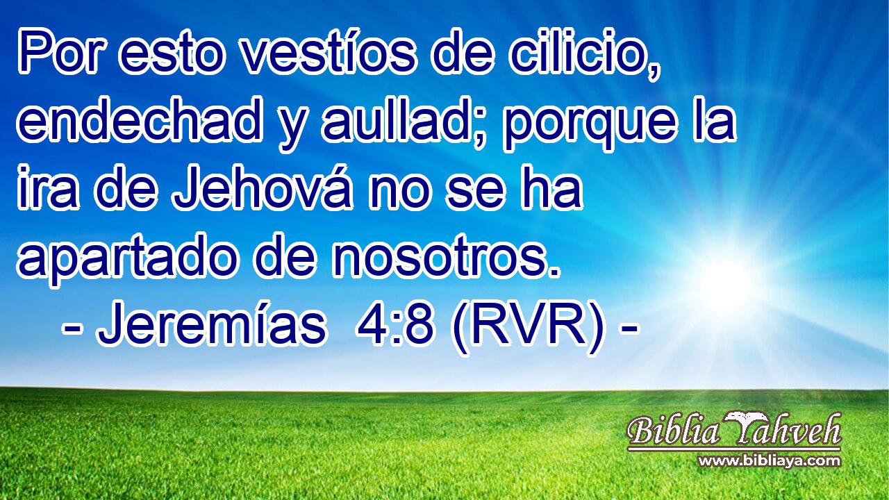 Por esto vestíos de cilicio, endechad y aullad; porque la ira de Jehová no se ha apartado de nosotros.
