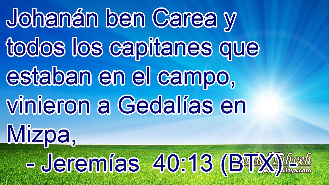 Johanán ben Carea y todos los capitanes que estaban en el campo, vinieron a Gedalías en Mizpa,