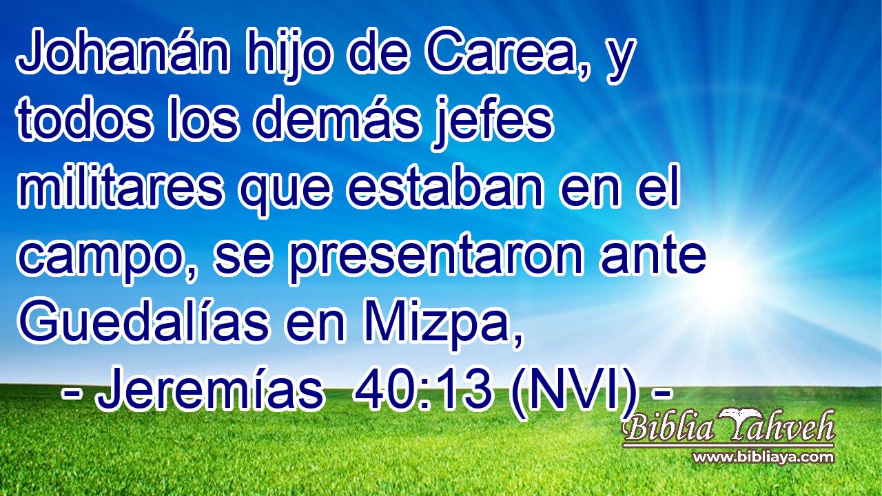  Johanán hijo de Carea, y todos los demás jefes militares que estaban en el campo, se presentaron ante Guedalías en Mizpa, 