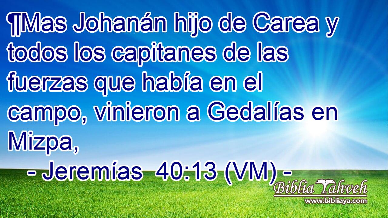  ¶Mas Johanán hijo de Carea y todos los capitanes de las fuerzas que había en el campo, vinieron a Gedalías en Mizpa, 