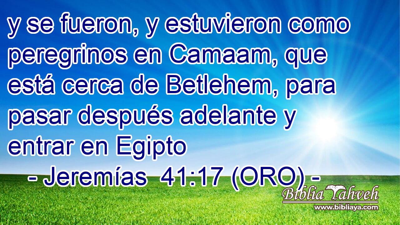 y se fueron, y estuvieron como peregrinos en Camaam, que está cerca de Betlehem, para pasar después adelante y entrar en Egipto 
