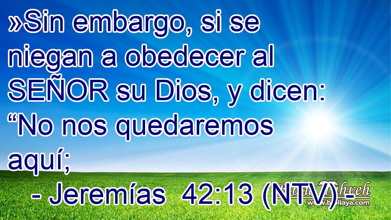 »Sin embargo, si se niegan a obedecer al SEÑOR su Dios, y dicen: “No nos quedaremos aquí;