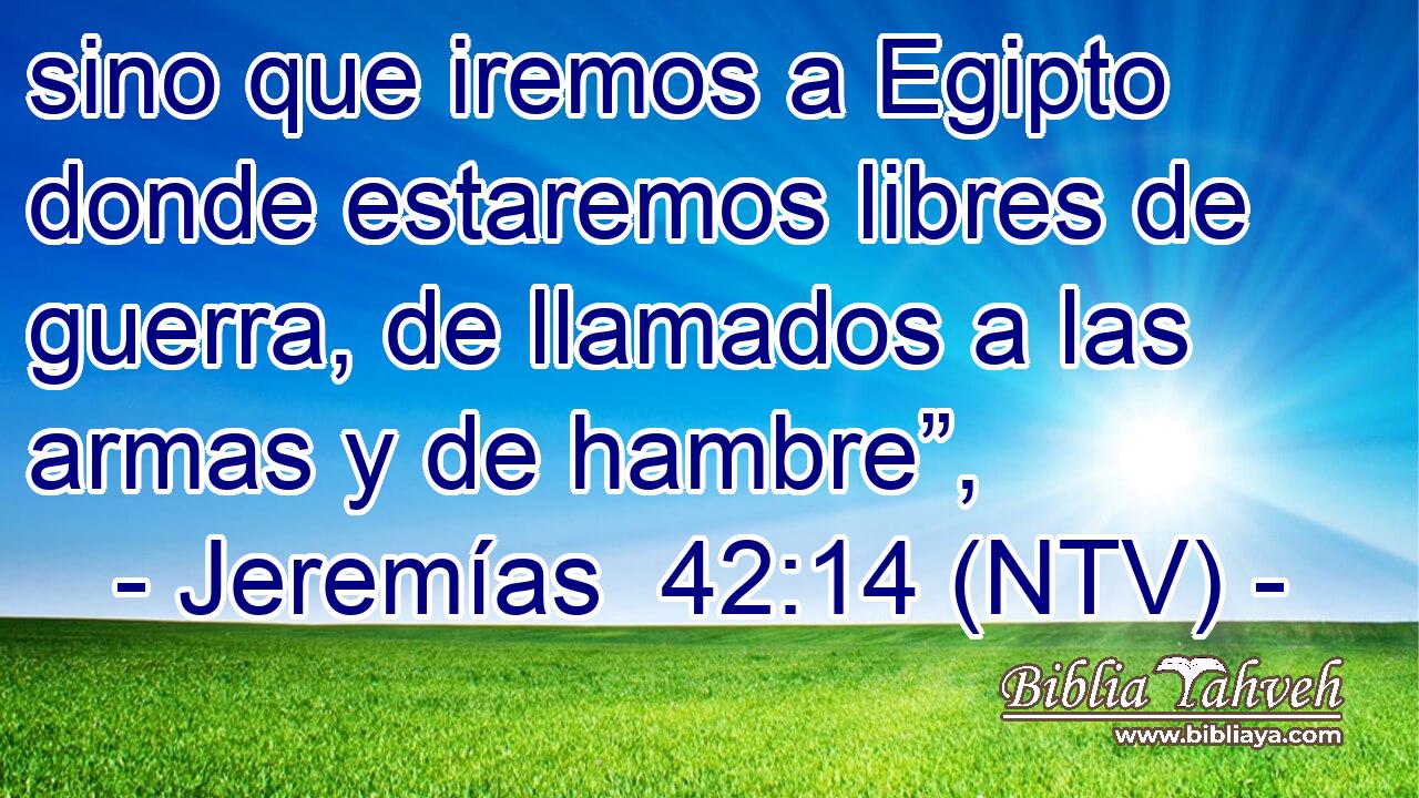 sino que iremos a Egipto donde estaremos libres de guerra, de llamados a las armas y de hambre”,
