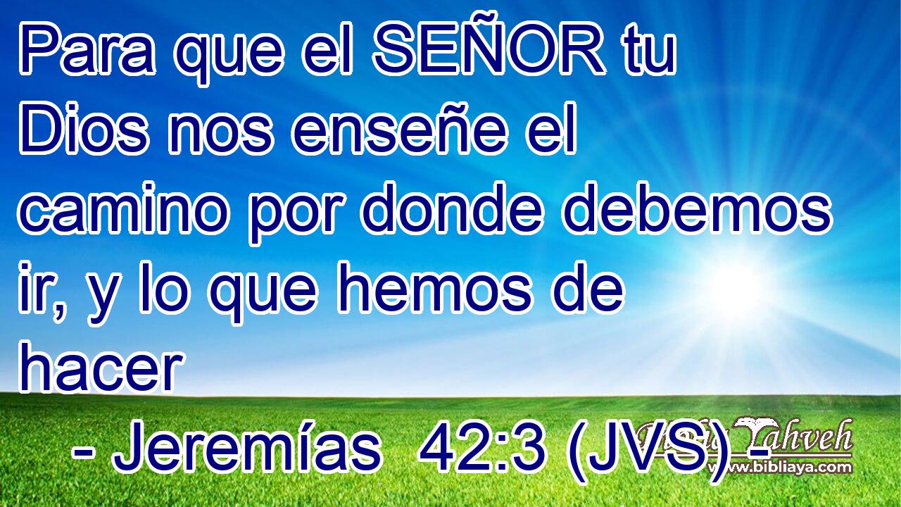 Para que el SEÑOR tu Dios nos enseñe el camino por donde debemos ir, y lo que hemos de hacer