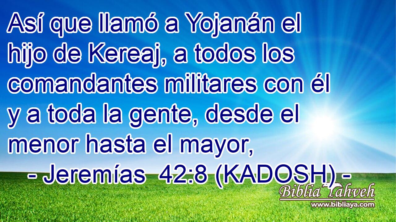  Así que llamó a Yojanán el hijo de Kereaj, a todos los comandantes militares con él y a toda la gente, desde el menor hasta el mayor, 