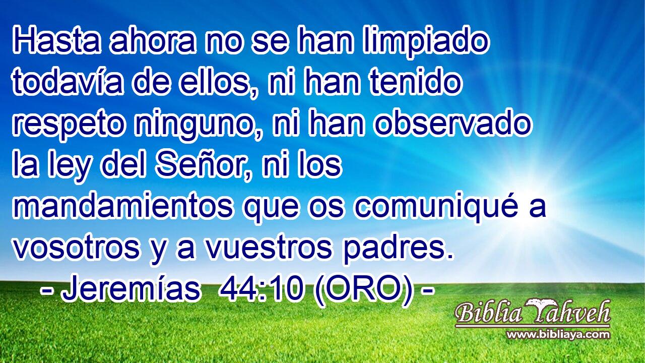  Hasta ahora no se han limpiado todavía de ellos, ni han tenido respeto ninguno, ni han observado la ley del Señor, ni los mandamientos que os comuniqué a vosotros y a vuestros padres. 