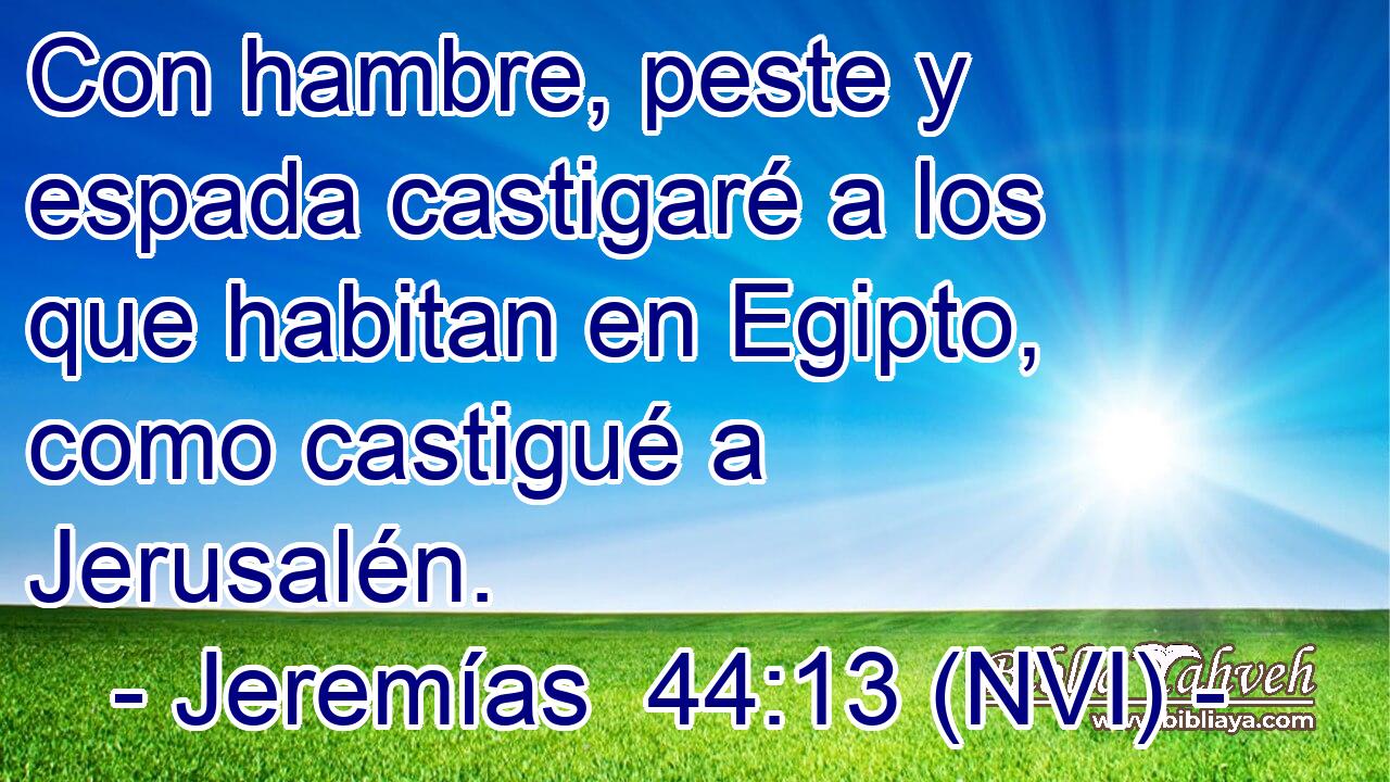  Con hambre, peste y espada castigaré a los que habitan en Egipto, como castigué a Jerusalén. 