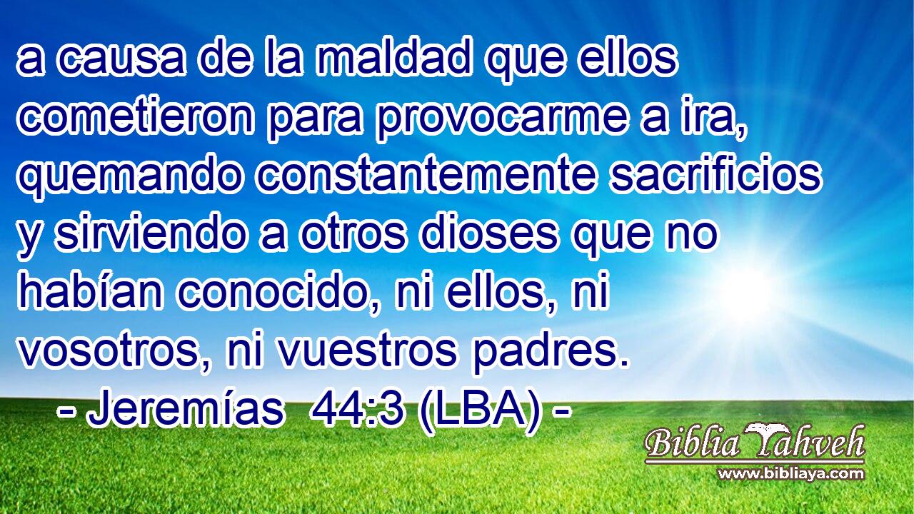 a causa de la maldad que ellos cometieron para provocarme a ira, quemando constantemente sacrificios y sirviendo a otros dioses que no habían conocido, ni ellos, ni vosotros, ni vuestros padres.