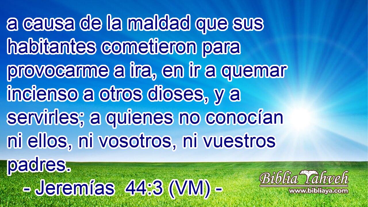  a causa de la maldad que sus habitantes cometieron para provocarme a ira, en ir a quemar incienso a otros dioses, y a servirles; a quienes no conocían ni ellos, ni vosotros, ni vuestros padres. 