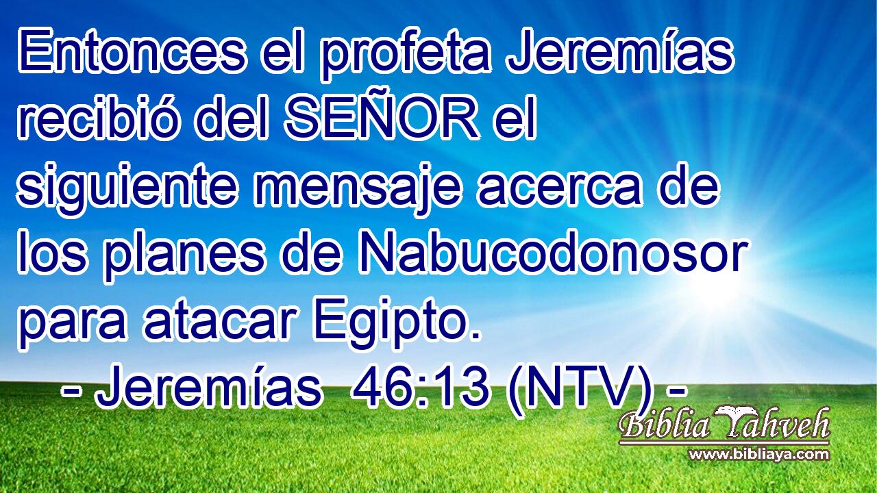 Entonces el profeta Jeremías recibió del SEÑOR el siguiente mensaje acerca de los planes de Nabucodonosor para atacar Egipto.