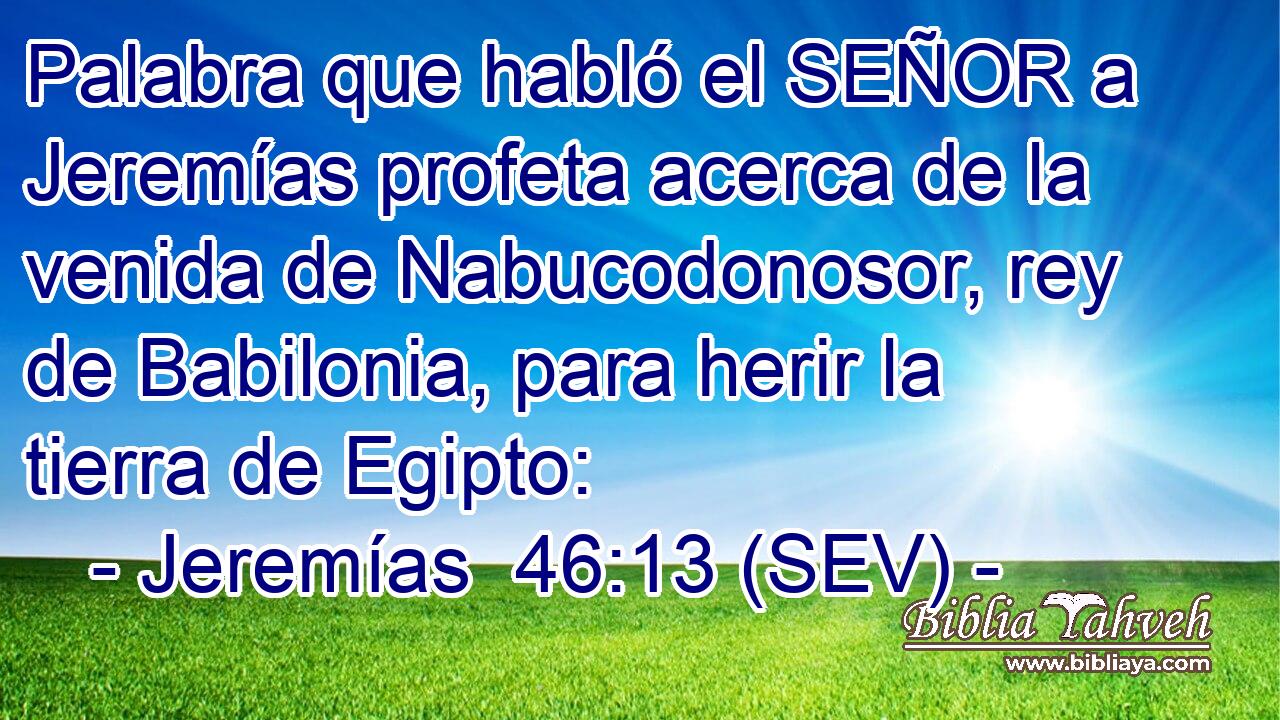 Palabra que habló el SEÑOR a Jeremías profeta acerca de la venida de Nabucodonosor, rey de Babilonia, para herir la tierra de Egipto: