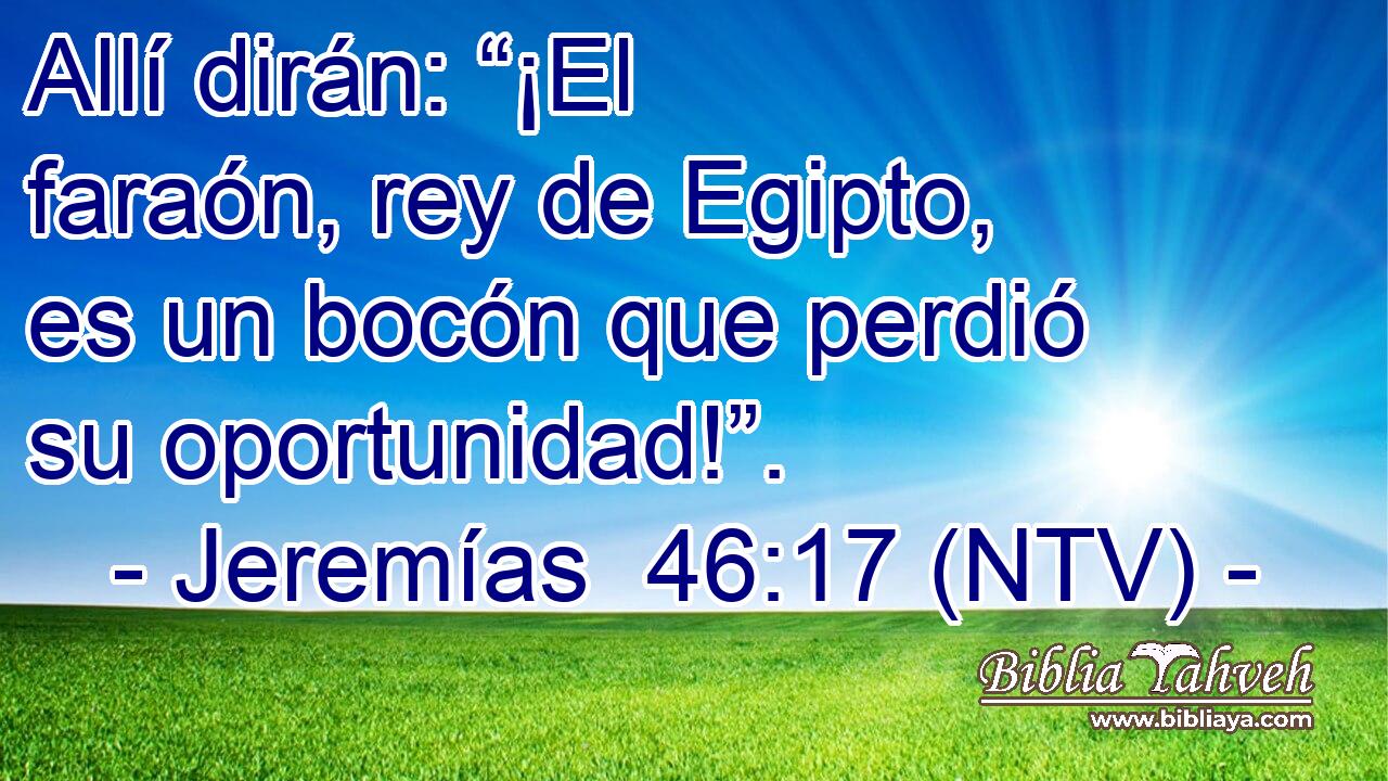 Allí dirán: “¡El faraón, rey de Egipto, es un bocón que perdió su oportunidad!”.