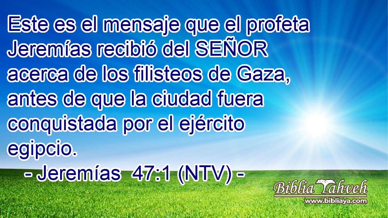 Este es el mensaje que el profeta Jeremías recibió del SEÑOR acerca de los filisteos de Gaza, antes de que la ciudad fuera conquistada por el ejército egipcio.